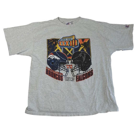 Logo Athletic Other - Vintage 1991 Super Bowl T-Shirt XL Grey XXXIII Broncos Falcons Game 90s Tee Rare